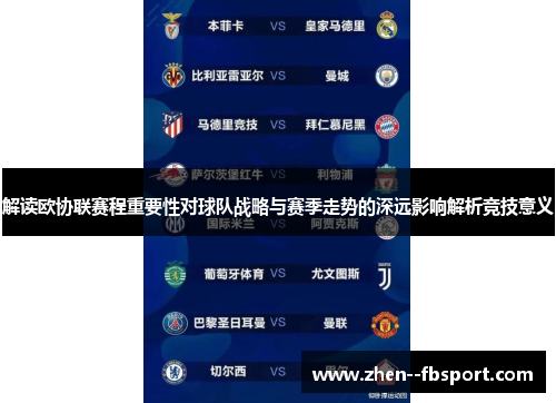 解读欧协联赛程重要性对球队战略与赛季走势的深远影响解析竞技意义 解读欧协联赛程重要性对球队战略与赛季走势的深远影响解析竞技意义